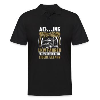 Achtung überarbeiteter Lkw Fahrer Ansprechen Gefah - Männer Poloshirt - Schwarz - Vorne - Kai (181cm)