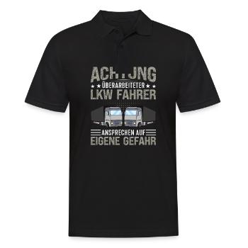 Achtung überarbeitet Lkw Fahrer Ansprechen Gefahr - Männer Poloshirt - Schwarz - Vorne - Kai (181cm)