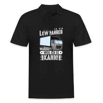 Ich bin Lkw Fahrer Warum Weil ich es kann - Männer Poloshirt - Schwarz - Vorne - Kai (181cm)
