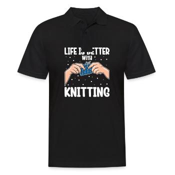 Life Is Better With Knitting - Men's Polo Shirt - black - Front - Kai (181cm)