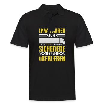 Lkw fahrer Ich sichere euer Überleben Brummi Vater - Männer Poloshirt - Schwarz - Vorne - Kai (181cm)