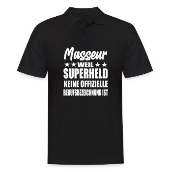 Masseur Superheld Spruch - Männer Poloshirt - Schwarz - Vorne - Kai (181cm)