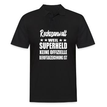 Rechtsanwalt Superheld Spruch - Männer Poloshirt - Schwarz - Vorne - Kai (181cm)