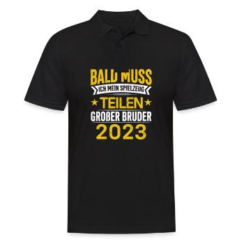 Bald muss ich mein Spielzeug teilen Bruder 2023 - Männer Poloshirt - Schwarz - Vorne - Kai (181cm)