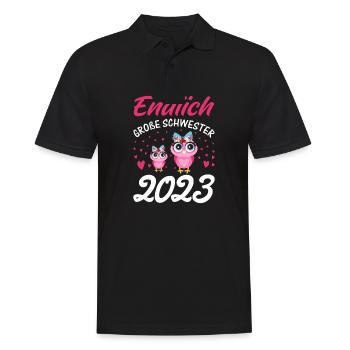 Endlich große Schwester 2023 - Männer Poloshirt - Schwarz - Vorne - Kai (181cm)
