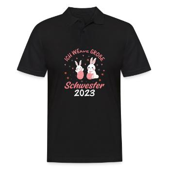 Ich werde große Schwester 2023 - Männer Poloshirt - Schwarz - Vorne - Kai (181cm)