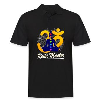 Reiki Master Heilkunst - Männer Poloshirt - Schwarz - Vorne - Kai (181cm)