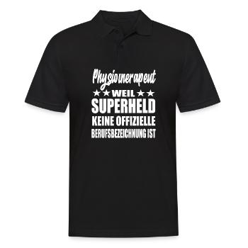 Physiotherapeut Superheld Spruch - Männer Poloshirt - Schwarz - Vorne - Kai (181cm)