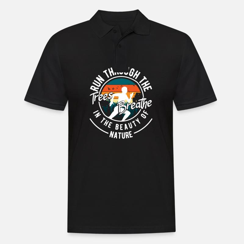 Run through the trees - Männer Poloshirt - Schwarz
