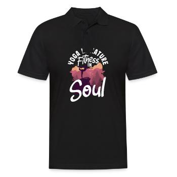 Yoga in nature fitness in soul - Männer Poloshirt - Schwarz - Vorne - Kai (181cm)