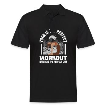Yoga is the perfect workout, nature is the - Männer Poloshirt - Schwarz - Vorne - Kai (181cm)