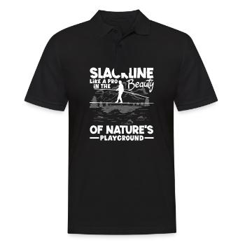 Slackline like a pro, in the beauty of nature's - Men's Polo Shirt - black - Front - Kai (181cm)