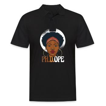 PH. D.OPE Doktorat Doktorand Graduierung Afro - Männer Poloshirt - Schwarz - Vorne - Kai (181cm)