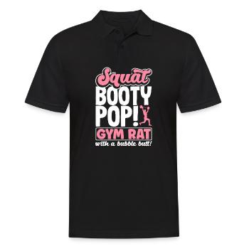 Squat, Booty, Pop! Gym rat with a Bubble Butt - Männer Poloshirt - Schwarz - Vorne - Kai (181cm)