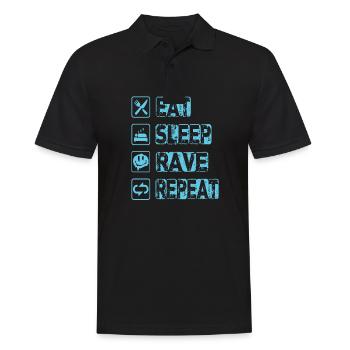 Eat Sleep Rave Repeat - Männer Poloshirt - Schwarz - Vorne - Kai (181cm)