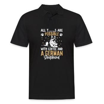 Deutscher Schäferhund Geschenkidee Hunde - Männer Poloshirt - Schwarz - Vorne - Kai (181cm)