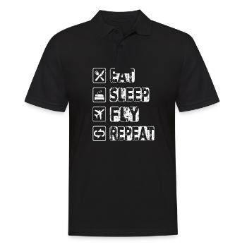 Eat Sleep Fly Repeat - Männer Poloshirt - Schwarz - Vorne - Kai (181cm)