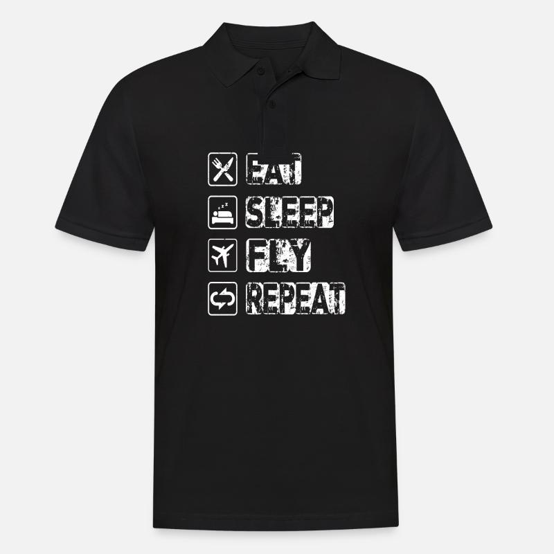Eat Sleep Fly Repeat - Männer Poloshirt - Schwarz
