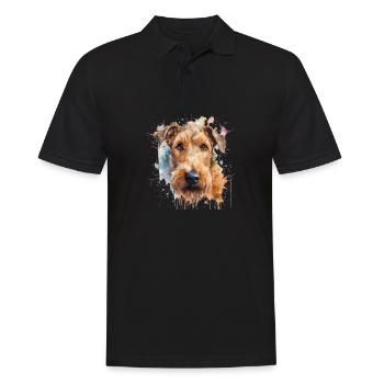 Airedale Terrier - Männer Poloshirt - Schwarz - Vorne - Kai (181cm)