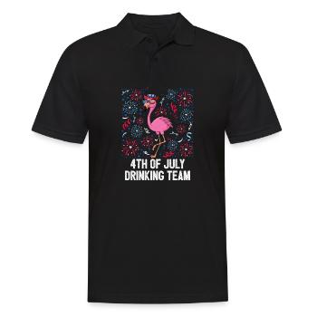 4 juillet Équipe de boisson Drapeau américain Flamant rose - Polo Homme - noir - Devant - Kai (181cm)