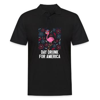 4th Of July Day Drunk Flamingo US Flag Freedom - Männer Poloshirt - Schwarz - Vorne - Kai (181cm)