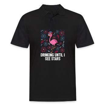 4th Of July Drinking Until I See Stars Flamingo - Men's Polo Shirt - black - Front - Kai (181cm)