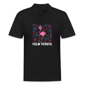 4th Of July Feelin Patriotic Flamingo Bird US - Männer Poloshirt - Schwarz - Vorne - Kai (181cm)