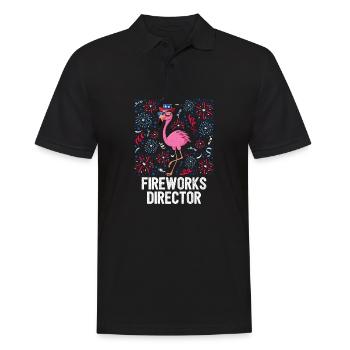 4th Of July Fireworks Director Flamingo US Flag - Männer Poloshirt - Schwarz - Vorne - Kai (181cm)