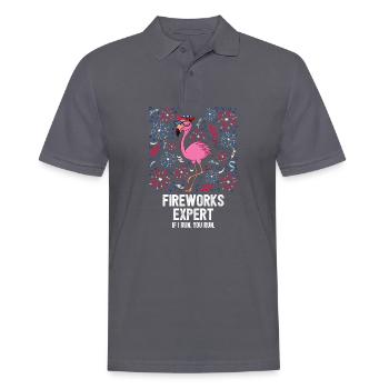 4th Of Juillet Fireworks Expert Flamingo US Flag - Polo Homme - charbon - Devant - Nico (186cm)