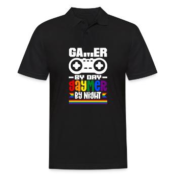 Gamer le jour Gaymer la nuit Rainbow Pride LGBTQ+ - Polo Homme - noir - Devant - Kai (181cm)