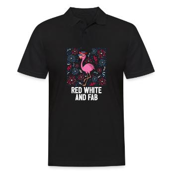 4th Of July Red White And Fab USA Flag Flamingo - Männer Poloshirt - Schwarz - Vorne - Kai (181cm)