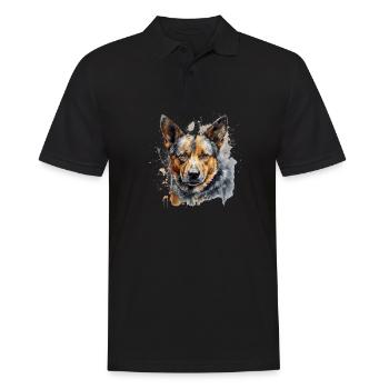 Australian Cattle Dog - Männer Poloshirt - Schwarz - Vorne - Kai (181cm)
