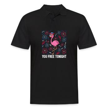 4 juillet Vous êtes libre ce soir Flamingo Bird USA - Polo Homme - noir - Devant - Kai (181cm)