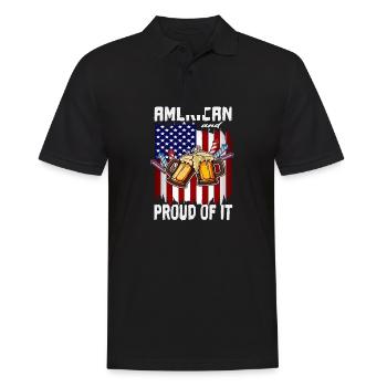 4th Of July American And Proud Of It US Flag Day - Männer Poloshirt - Schwarz - Vorne - Kai (181cm)