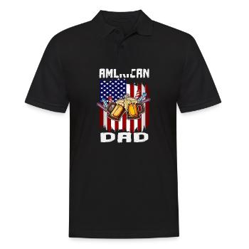 4th Of July Proud American Dad US Flag Pride - Männer Poloshirt - Schwarz - Vorne - Kai (181cm)