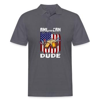 4th Of Juillet Proud American Dude US Flag Pride - Polo Homme - charbon - Devant - Nico (186cm)