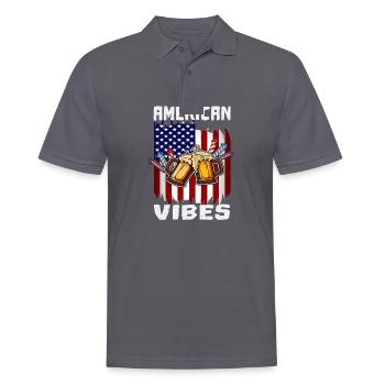 4th of July Proud American Vibes US Flag Pride - Polo Homme - charbon - Devant - Nico (186cm)