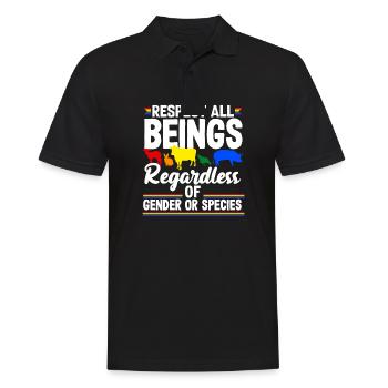 Respect all beings, regardless of gender or - Männer Poloshirt - Schwarz - Vorne - Kai (181cm)