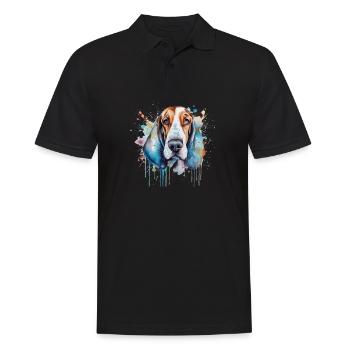 Basset Hound - Männer Poloshirt - Schwarz - Vorne - Kai (181cm)
