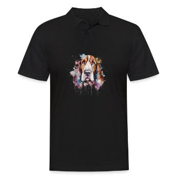 Basset Hound - Männer Poloshirt - Schwarz - Vorne - Kai (181cm)
