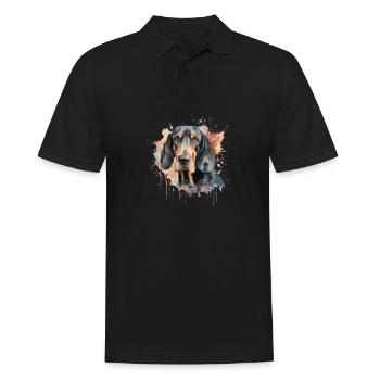 Black and Tan Coonhound - Männer Poloshirt - Schwarz - Vorne - Kai (181cm)
