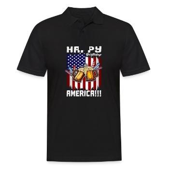 4th Of July Happy Birthday America US Flag Freedom - Men's Polo Shirt - black - Front - Kai (181cm)