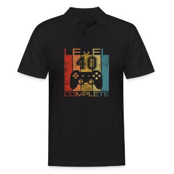 40 Birthday Gamer Niveau 40 Vintage complet - Polo Homme - noir - Devant - Kai (181cm)