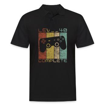 40 Birthday Gamer Niveau 40 Vintage complet - Polo Homme - noir - Devant - Kai (181cm)