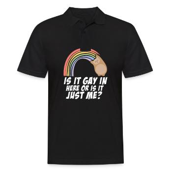 Is It Gay Here LGBTQ Proud Ally Rainbow Gay Pride - Men's Polo Shirt - black - Front - Kai (181cm)