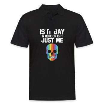 Is It Gay Here Proud LGBTQ Ally Rainbow Gay Pride - Men's Polo Shirt - black - Front - Kai (181cm)