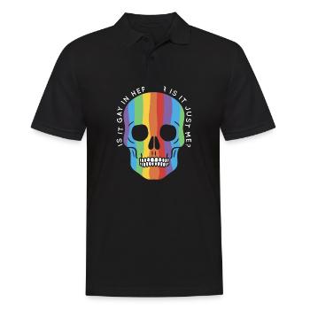 Mois de la fierté gay LGBTQ Trans est-il gay ici - Polo Homme - noir - Devant - Kai (181cm)