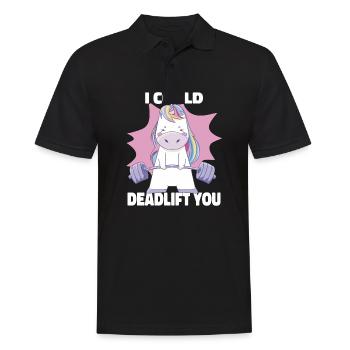 Ich könnte Kreuzheben Du Süßes Einhorn Powerlifting - Männer Poloshirt - Schwarz - Vorne - Kai (181cm)