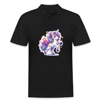 Süßes Einhorn Unicorns Einhörner - Männer Poloshirt - Schwarz - Vorne - Kai (181cm)