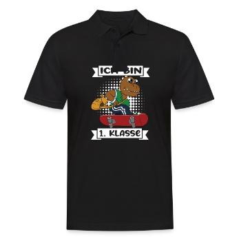 Ich Bin 1 Klasse Einschulung Schulanfang - Männer Poloshirt - Schwarz - Vorne - Kai (181cm)